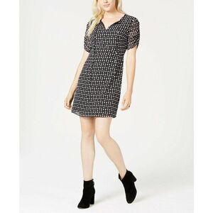 Maison Jules $80 Black Purple/White Polka Dot‎ Shift Dress 4 Small NEW